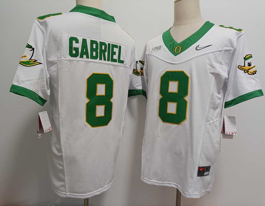 Men's Oregon Ducks #8 Dillon Gabriel White 2024 FUSE College Football Jersey,We sell and wholesale Men's Oregon Ducks #8 Dillon Gabriel White 2024 FUSE College Football Jersey on line form chian!
